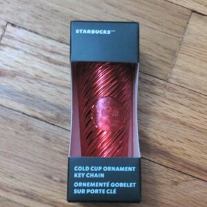 2024 Starbucks Holiday Red Swirl Cold Cup Keychain/Tree Ornament NIB